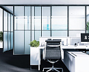 Межкомнатные перегородки в офисе из алюминиевого профиля со стеклом